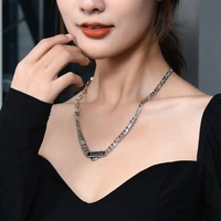twin pearl necklace mens and womens same fashion niche design online red ins hip hop clavicle chain dog tag chain wholesale