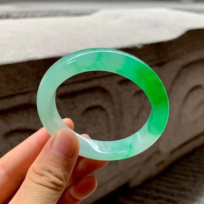 

zheru Jewelry Natural Myanmar Jade light color green 54mm-62mm bracelet Princess jewelry bracelet gift for mom best for girlfrie