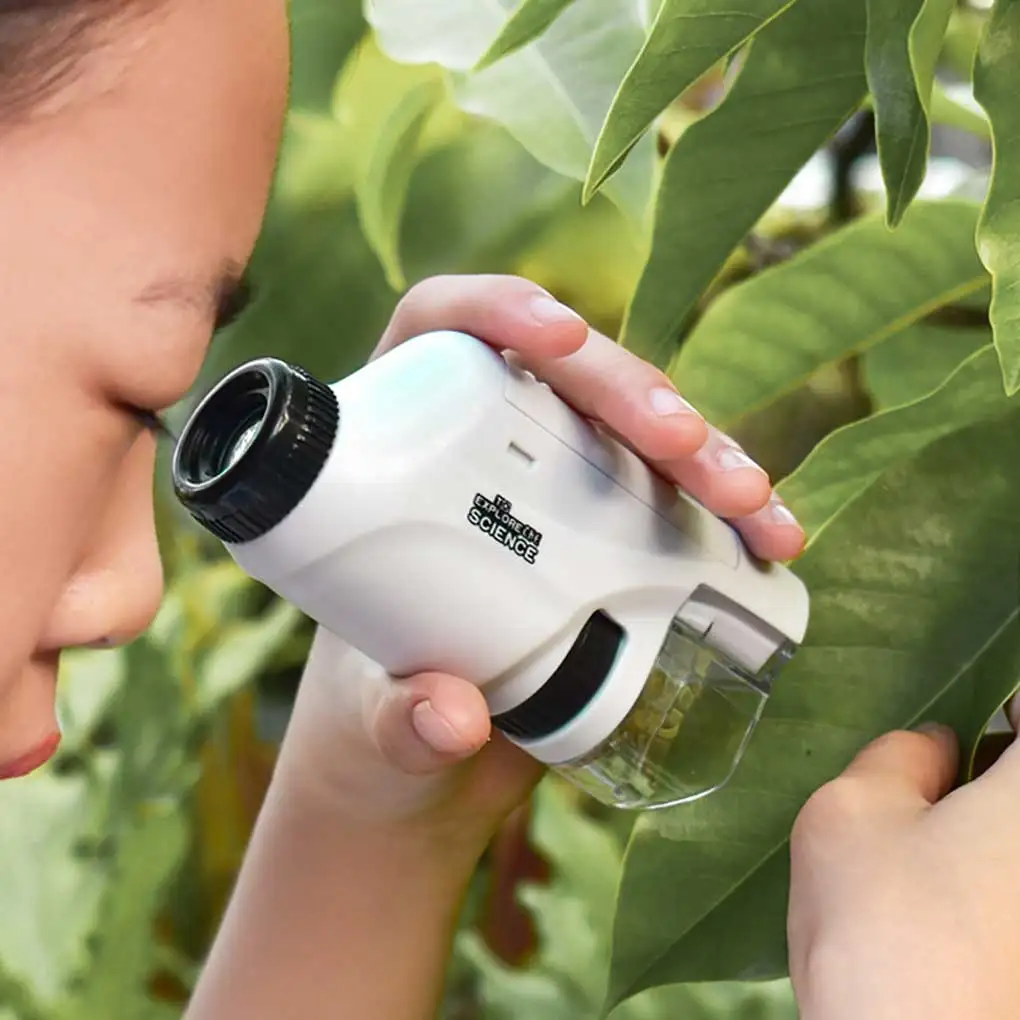 

ABS Kids Microscope 60x-120x Enlightening Replacement Battery Powered Microscopes Scientific Toy Plaything Blue