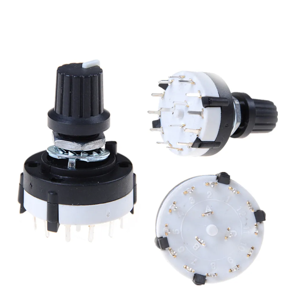

3P4T Single Deck Rotary Switch Band Selector 3 Pole 4 Position with Knob Black RS26 B15