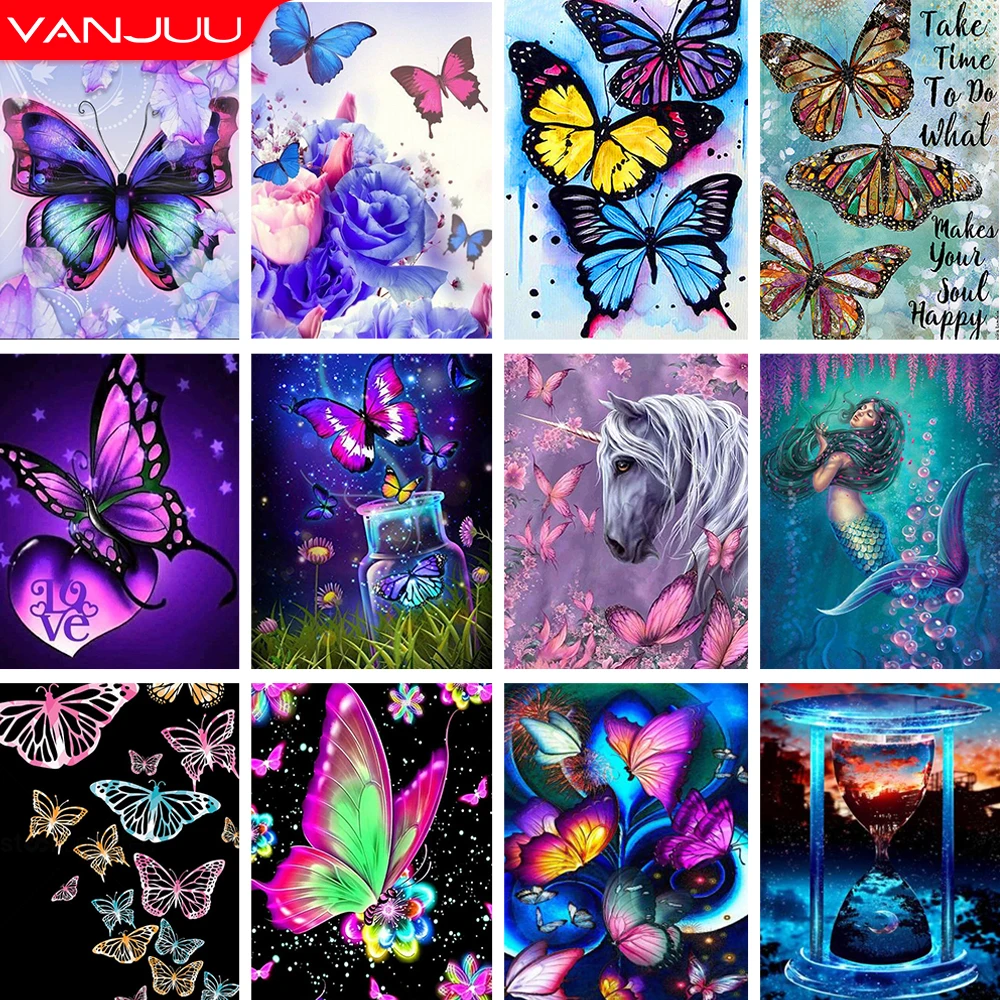 

Diamond Painting Butterfly 5D Diamond Mosaic Animal Rhinestone Embroidery Painting Diy Handcraft Home Decor Gift