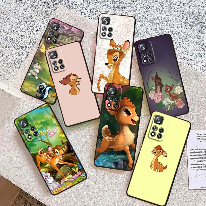 

Disney Bambi Cartoon Phone Case For Xiaomi Redmi Note 12 11E 11S 11 11T 10 10S 9 9T 9S Pro Plus 5G Cover Black Funda
