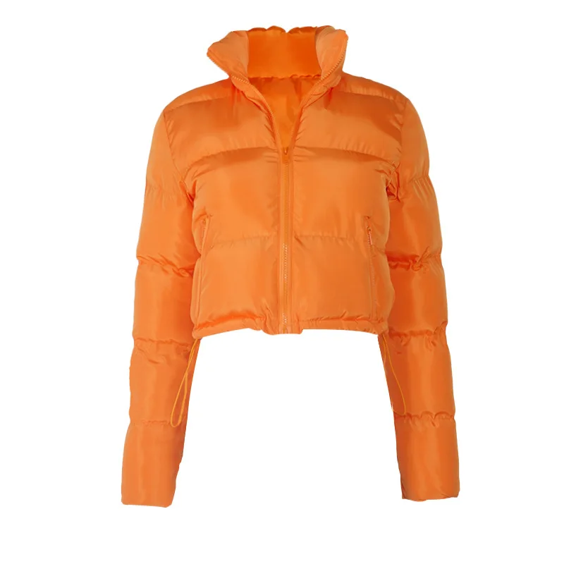 2021 Women Winter Warm Coat Fashion short Solid Long Sleeve Zipper Thick Jackets Autumn Female Slim Casual Bread Parkas Overcoat