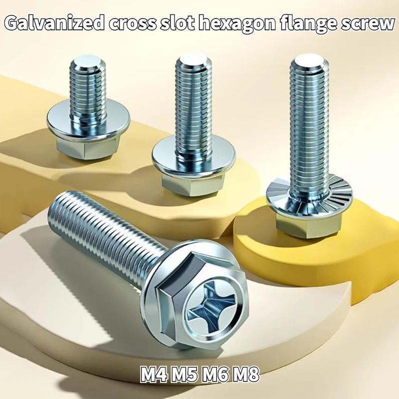 

Оцинкованные крестовые фланцевые торцевые винты внешний шестигранный с прокладным болтом Противоскользящий винт M4 M5 M6 M8