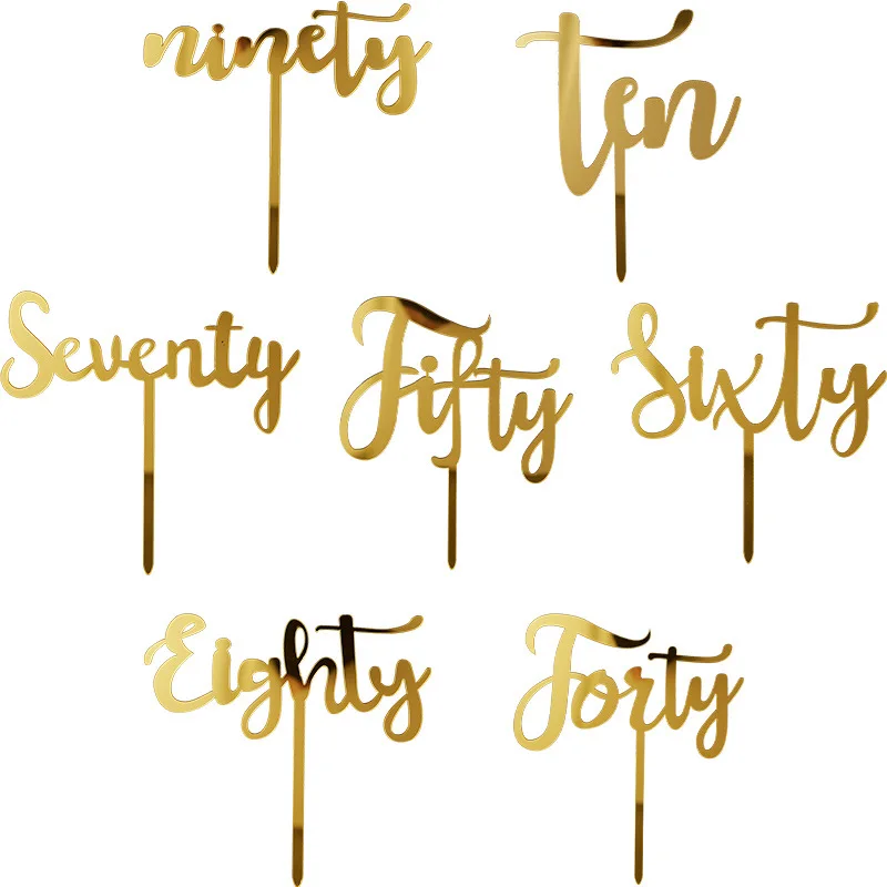 

Gold Acrylic Number Cake Topper Ten Fifty Sixty Ninety Special Age Happy Birthday Cake Decoration Party Supplies Favors