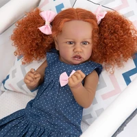 22 inch reborn baby doll vinyl full glue simulation baby black skin implant hair reborn baby doll