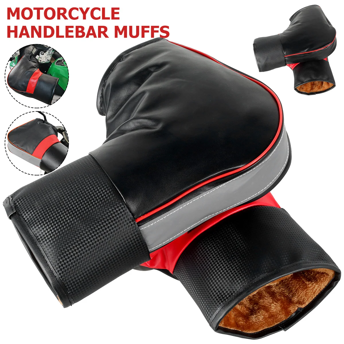 1 par de proteção da motocicleta guiador muffs motocicleta scooter grosso aperto quente punho bar muff luvas de inverno à prova de chuva quente