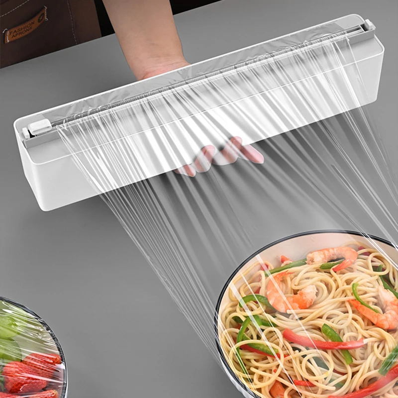 

Cling Film Cutting Box Aluminum Foil Sliding Knife Type Storage In The Kitchen Food Wrap Dispenser Cutter Kitchen Accessories