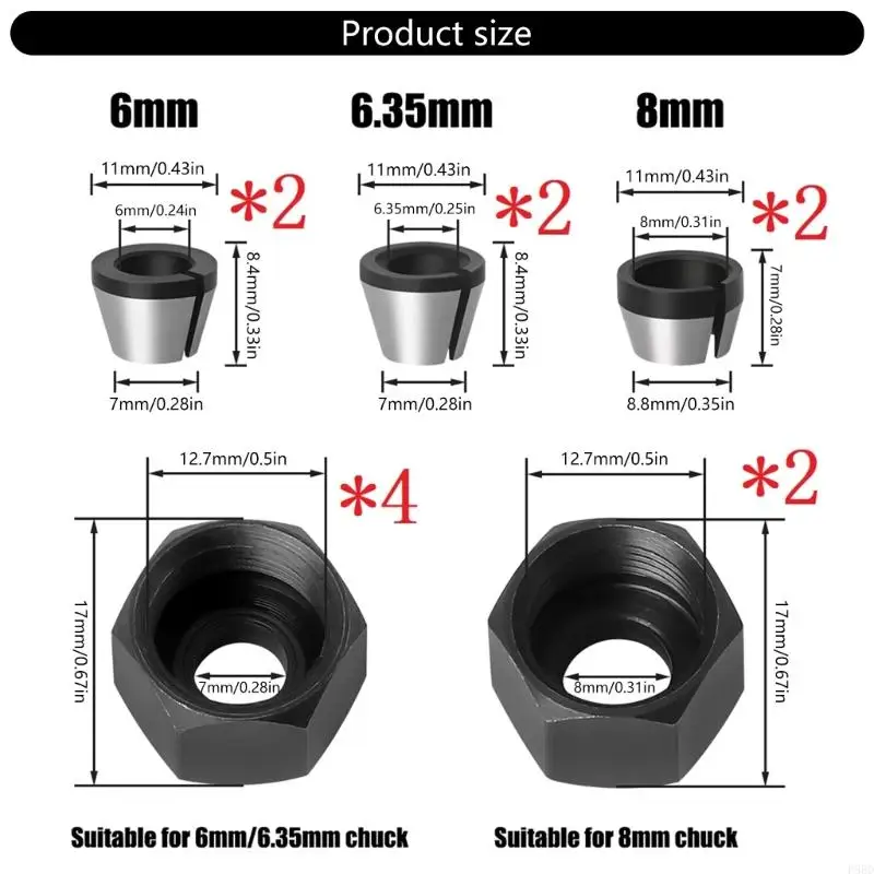 12 штук M17 Router Collet Lightweight Antiroust for Diy &amp Professional Woodwork