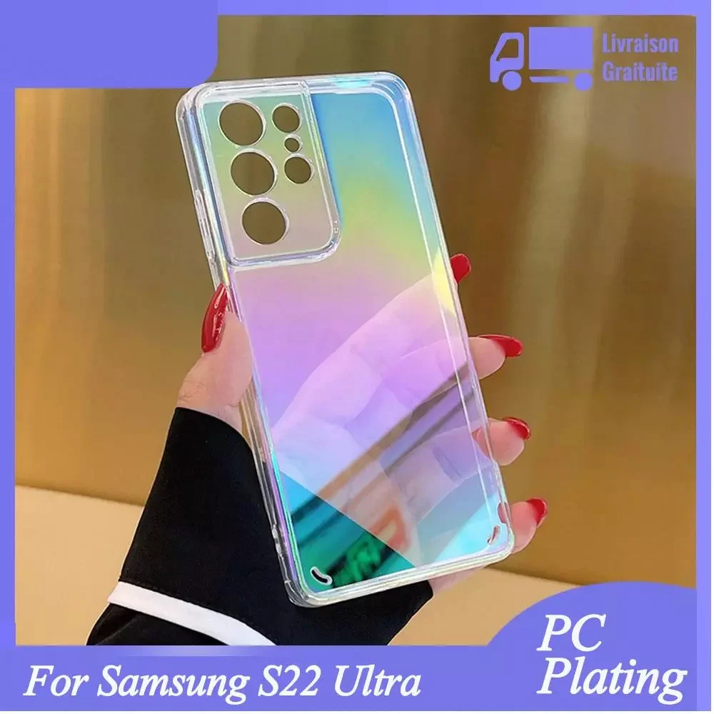

Laser Phone Case For Samsung Galaxy S22 Ultra Plus S21 Ultra S20 FE Cover Colorful Rainbow Clear Back Cover For Samsung S21Ultra