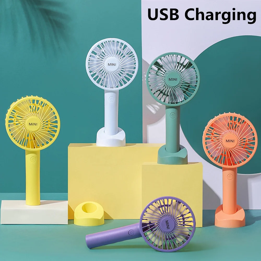 Summer USB Rechargeable Mini Fan 3 Speed Adjustable Outdoor Travel Creative Desktop Office Personal Portable Fan with Base