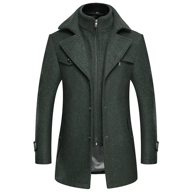

Winter Grey Woolen Blend Coat Male Slim Plus Size Windbreaker Men Thick Extra Long Wool Coat Mens Casual Overcoat 3xl 4xl Solid