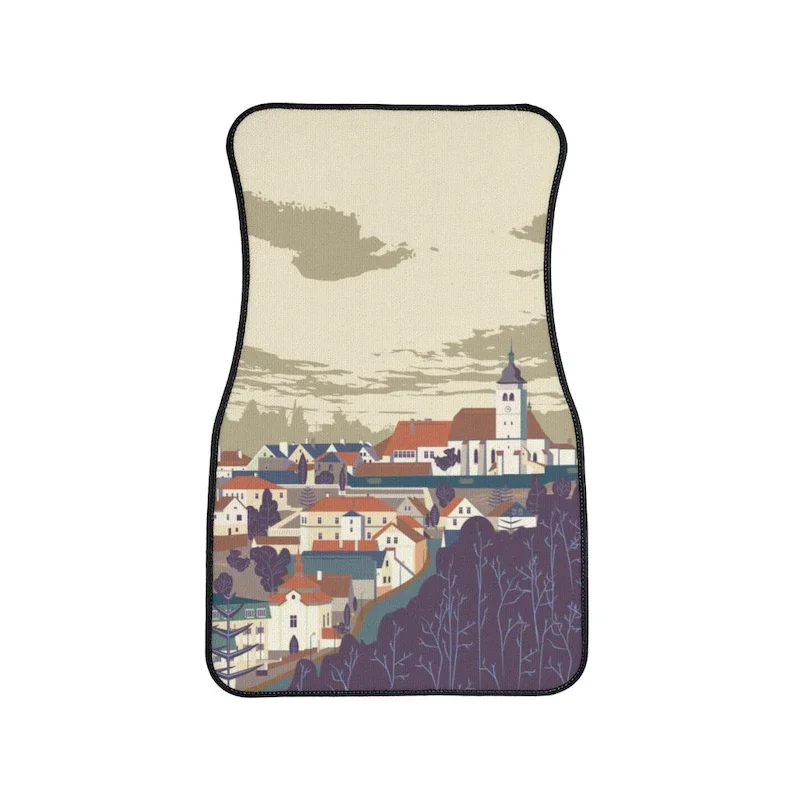 

Beige Boho Car Floor Mat, Aesthetic City Art Car Floor Mat,Aesthetic Retro Car Accessories, Retro Car Decor, Gift for New Driver