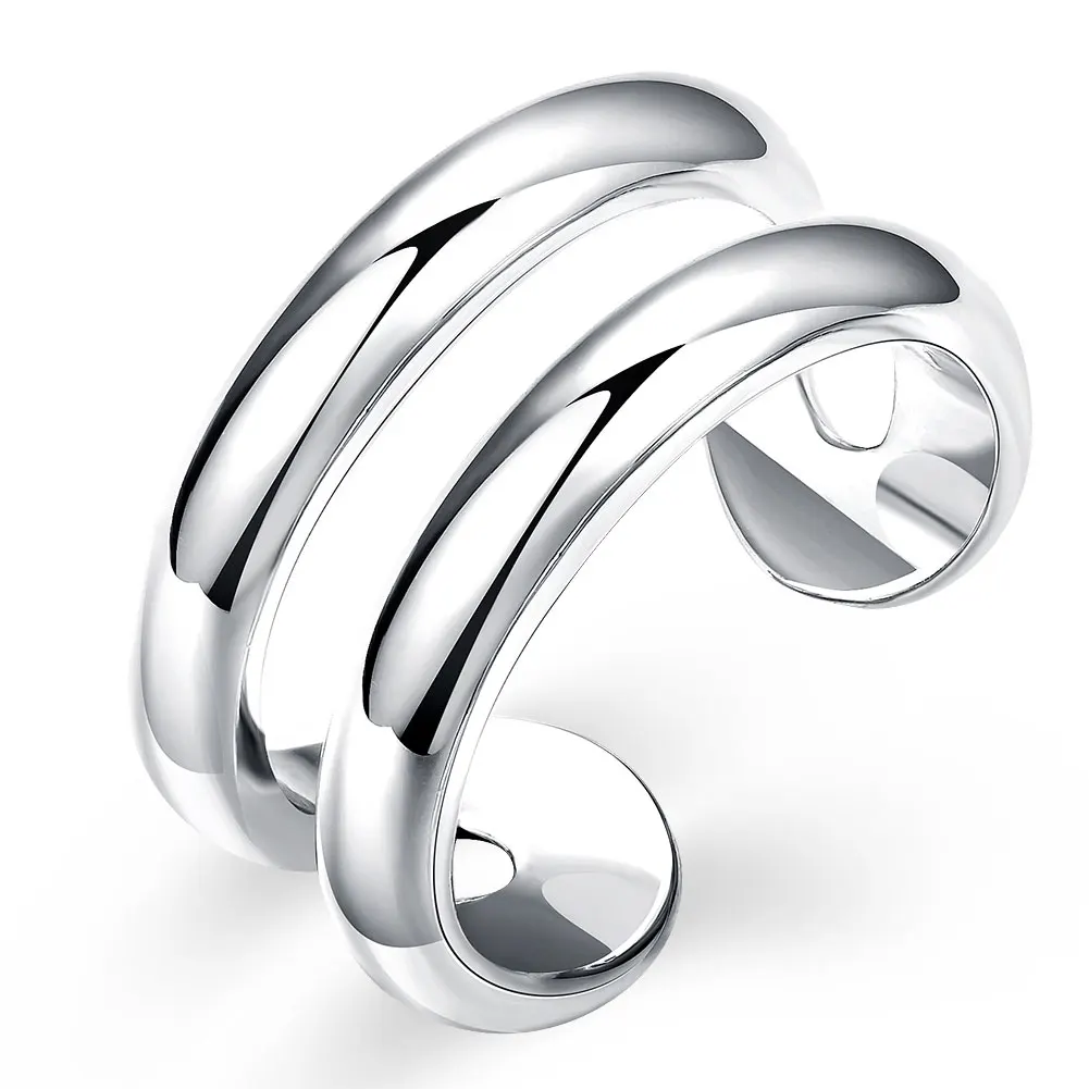 

Модное простое Открытое кольцо из стерлингового серебра 925 пробы для женщин и мужчин, очаровательное ювелирное изделие для свадебной вечеринки, регулируемые кольца