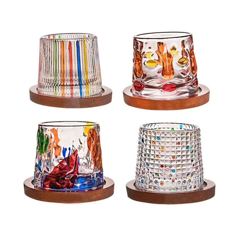 

Painted Wine Whisky Glass Household Glass Rotary Gyro Cup with Base Tumbler Decompression Cup 150ml Enjoyable Cup