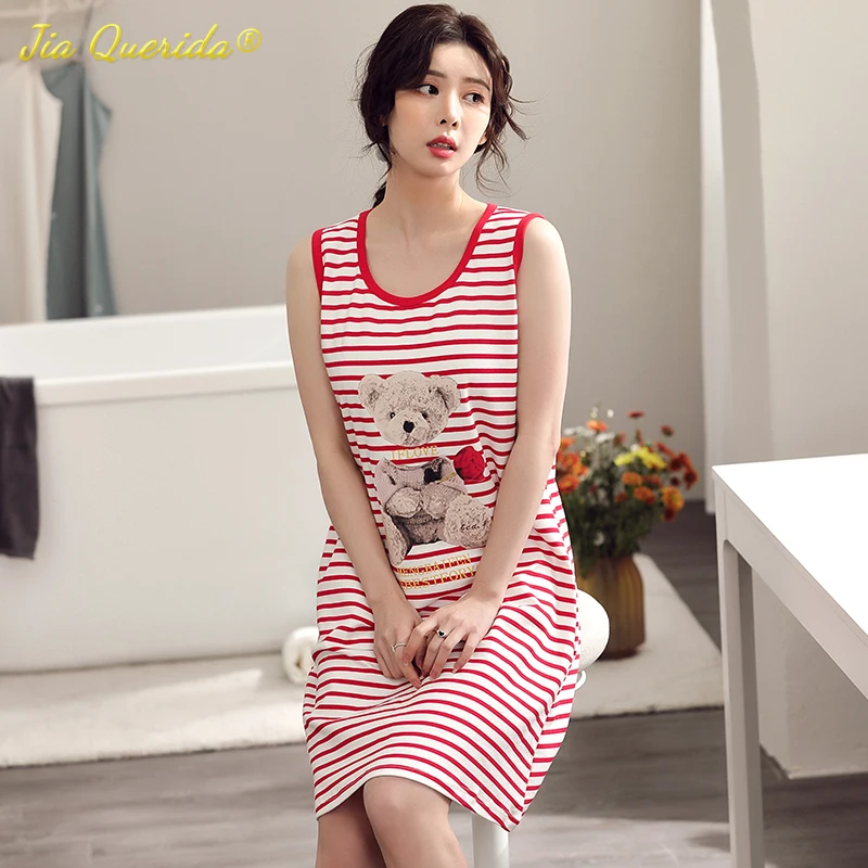 Plus Size Cotton Lingere Women Nightgown Sleeveless Sleep Shirts Summer Night Dress Heart Embrodered Camisoles 4xl 5xl Camisolas