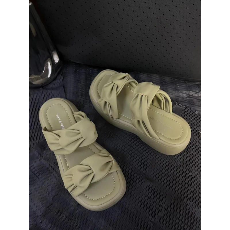 

Новинка лета 2023, Женские Повседневные тапочки на толстой подошве в сказочном стиле с перекрестной шнуровкой, дышащие женские пляжные санда...