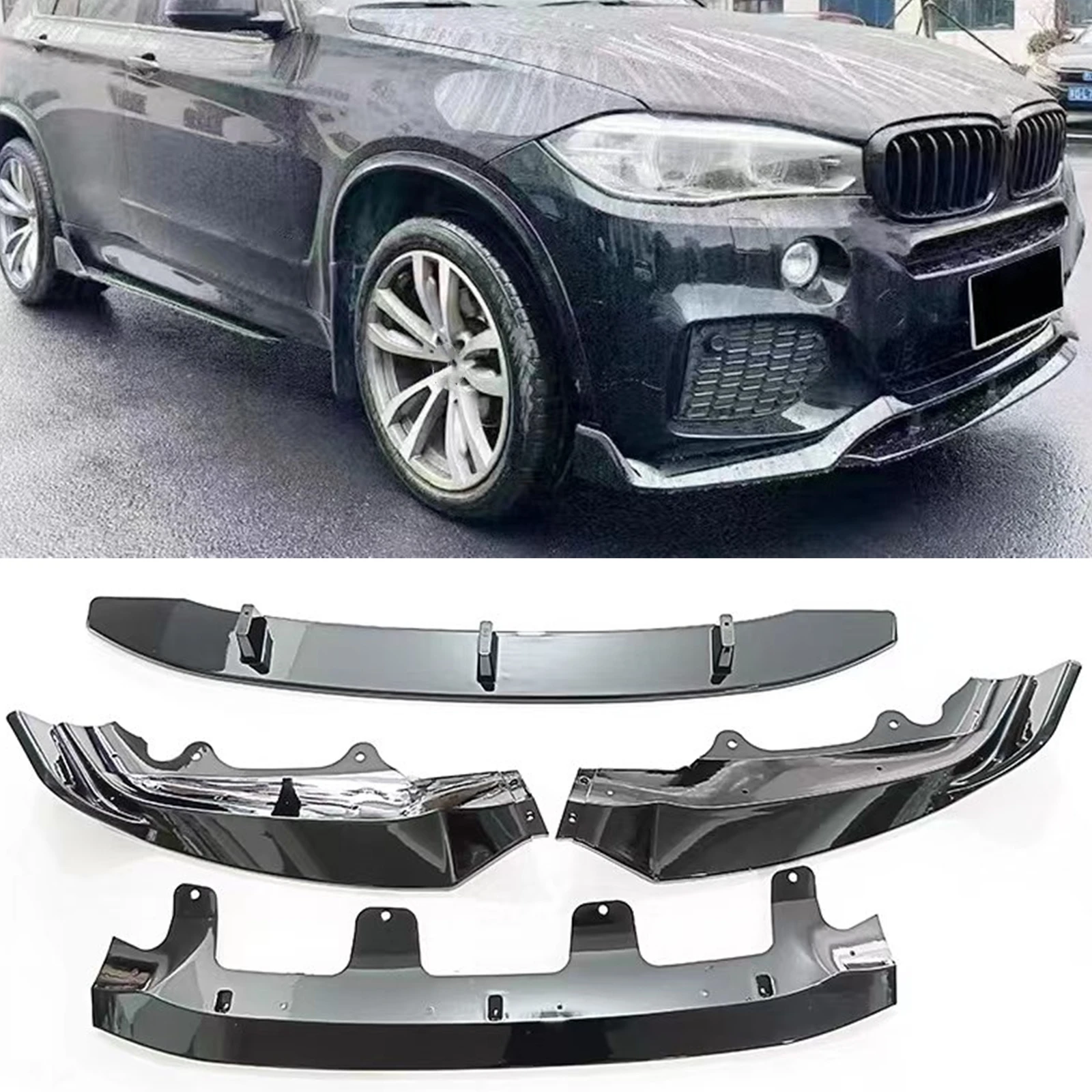 

Для BMW X5 F15 M Sport 4-дверный 2014 2015 2016 2017 2018 передний бампер спойлер блеск для губ черный автомобильный нижний сплиттер протектор лезвие