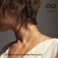 bipin delicate necklace stainless steel thin chain gold luxury female choker jewelry gift