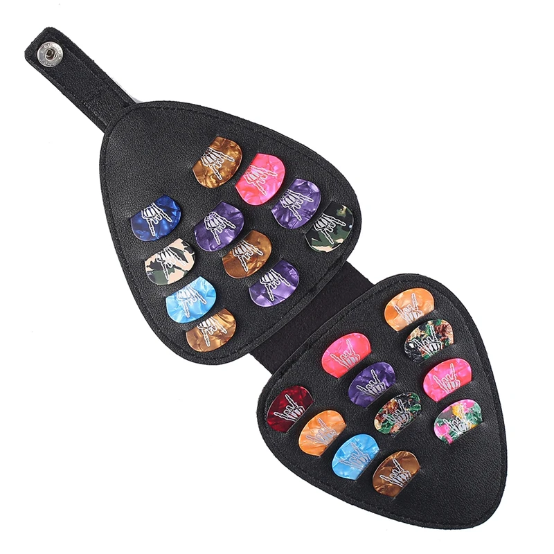 

Guitar Picks Holder Case Bag Organizer Box Include 22 Guitar Picks Guitar Plectrums Storage Pouch For Bass/Ukulele