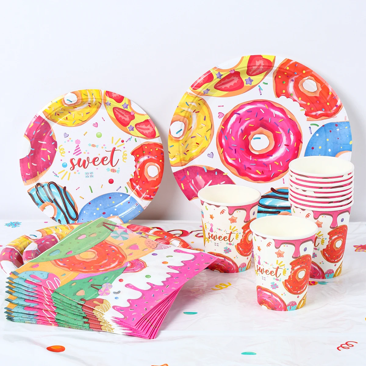 Disposable Tablecloth Dessert Time Party Supplies Girl Birthday Baby Showers Paper Plates Napkins Cups