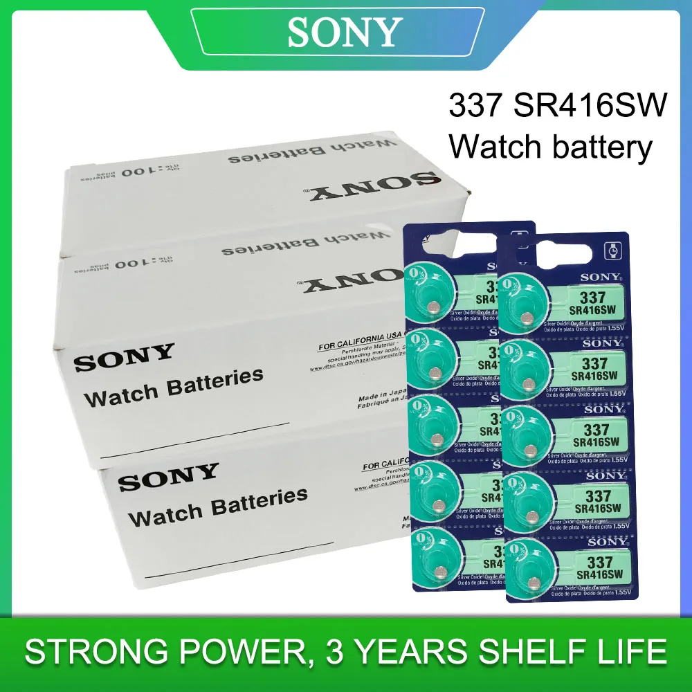 

Sony Оригинал 337 SR416SW SR416 LR416 V337 GP337 1,55 V Серебряный оксид батарея для часов слуховой аппарат игрушки Кнопочная батарея монета