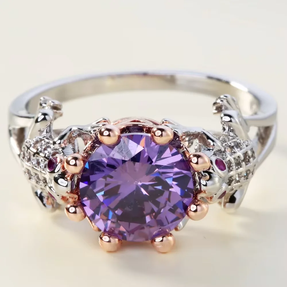Женское кольцо в форме лягушки принца летнее ювелирное изделие с фиолетовыми