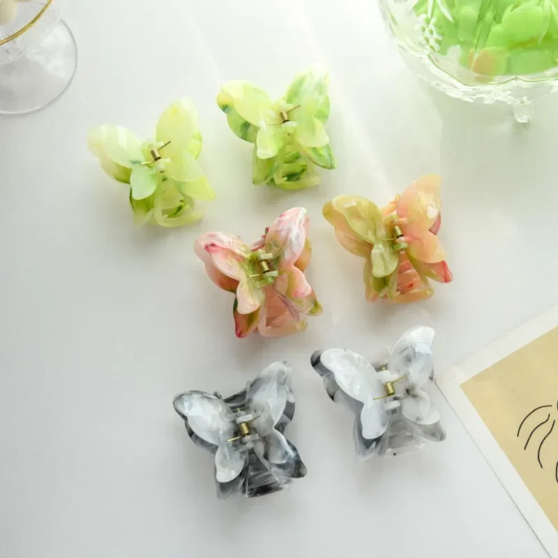 Fairy Green Butterfly Hair Claw Plastic Sweet Princess Crab Clip Hairpins Headwear for Women Girls Spring Accessories