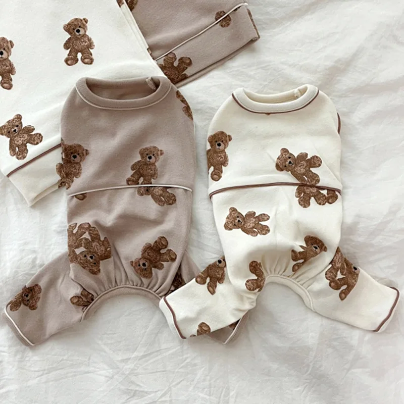 

Bear Jumpsuits Dogs Clothing Pet Cartoon Cotton for Dog Clothes Costume French Bulldog Cute Spring Summer White Boy Collar Perro