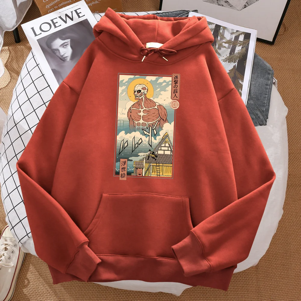 

Ukiyo-e Style Japanese Manga Attack on Titan Hoodie Men Harajuku Loose Hoody Crewneck Streetwear Comfortable Fleece Sweatshirt