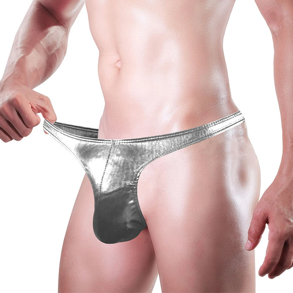 

Mens T-Back G-String Thongs Sexy Wet Look Bikini Briefs Underpants Breathable Jockstrap Underwear Low Waist Lingerie