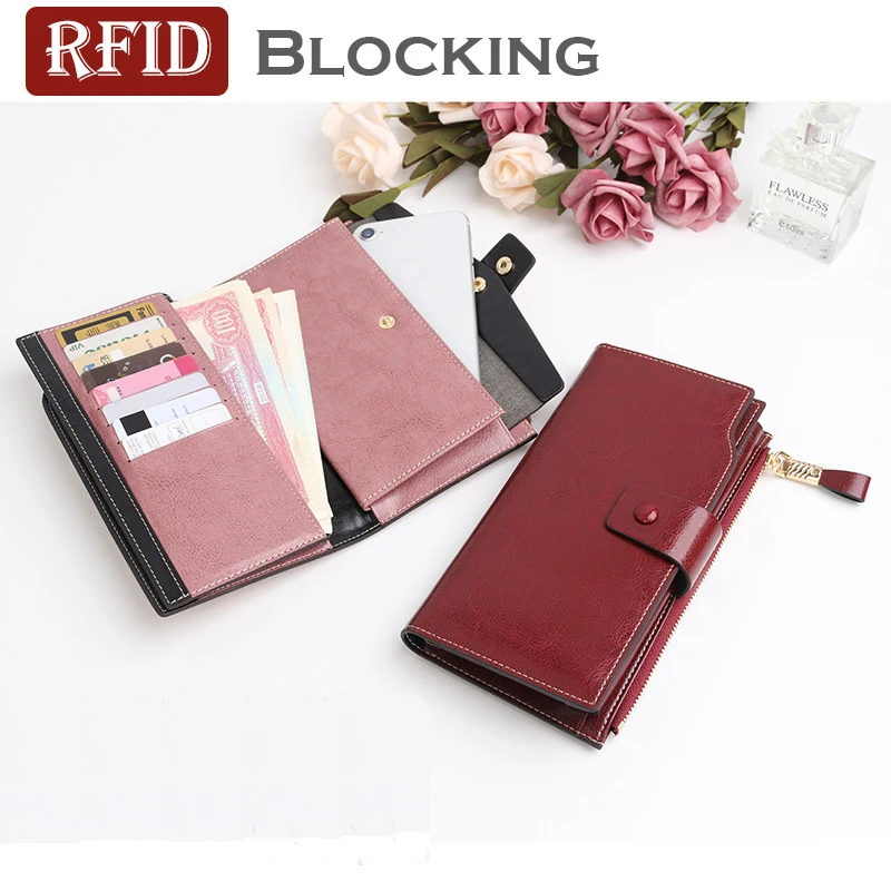 2022 New arrival women fashion Cow Leather clutch wallet long Hasp zipper wallet purse High quality Leather wallet ladies