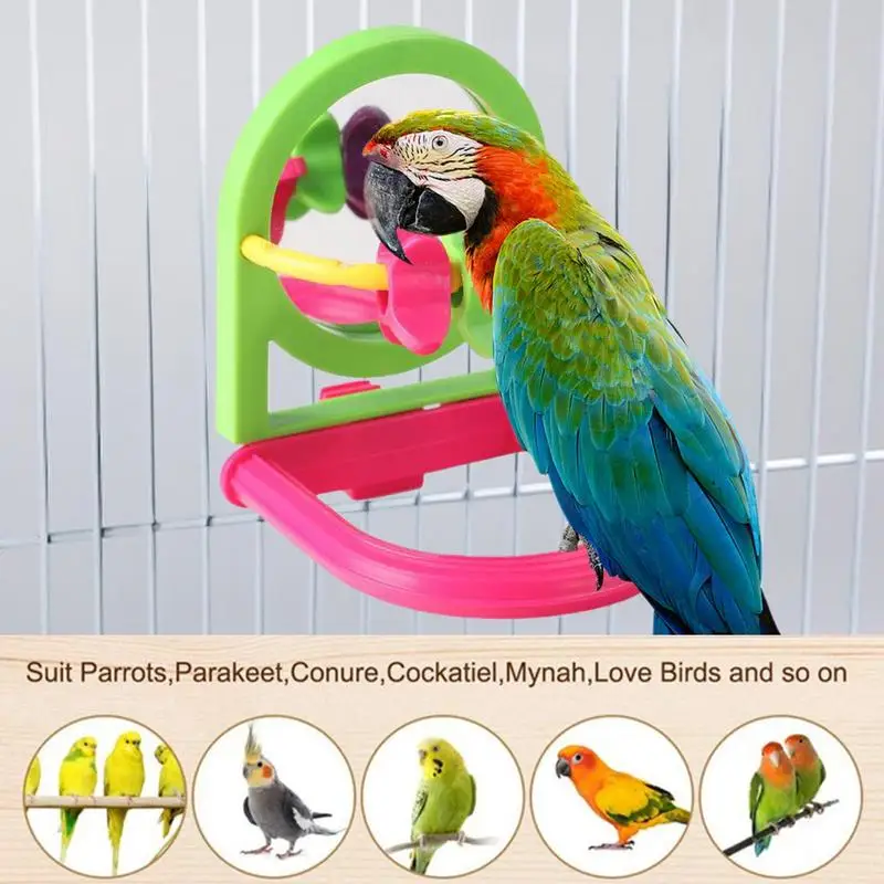 

Bird Mirror Pet Toy Mirror Fun Brid Toy For Cockatiel Parrots Small Birds Bird Mirror For Cage Comfy Perch Climb Accessories