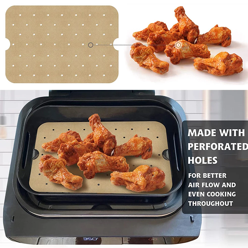 100PCS Rectangular Non-Stick Steaming Papers Double Boiler Air Fryer Steamer Paper Baking Sheets Oven Cooking Basket - купить по
