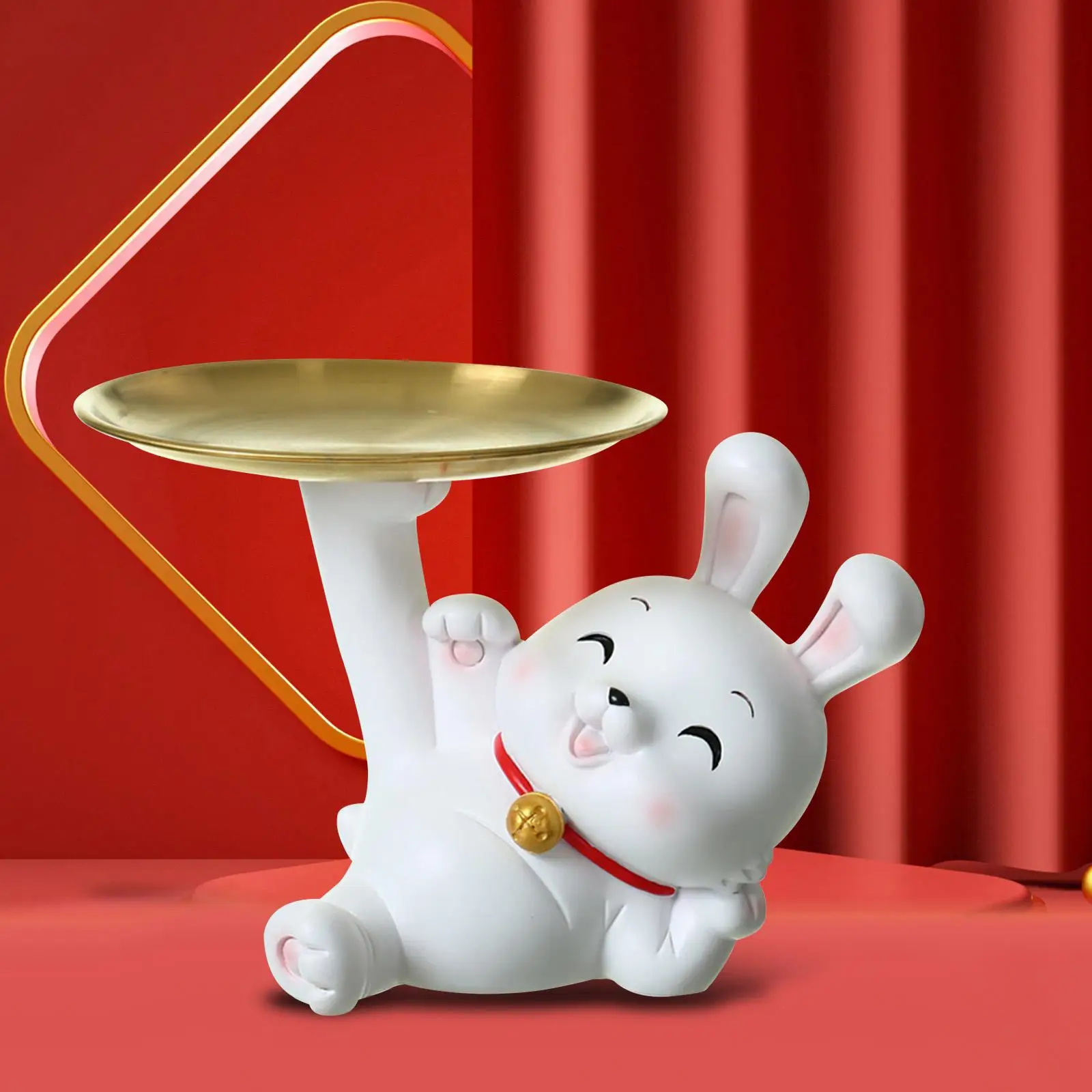 

Rabbit Statue Figurine Animal Sculpture Ornament Housewarming Gift Decorative Bunny Figure for Desk Bookshelf Bedroom Office