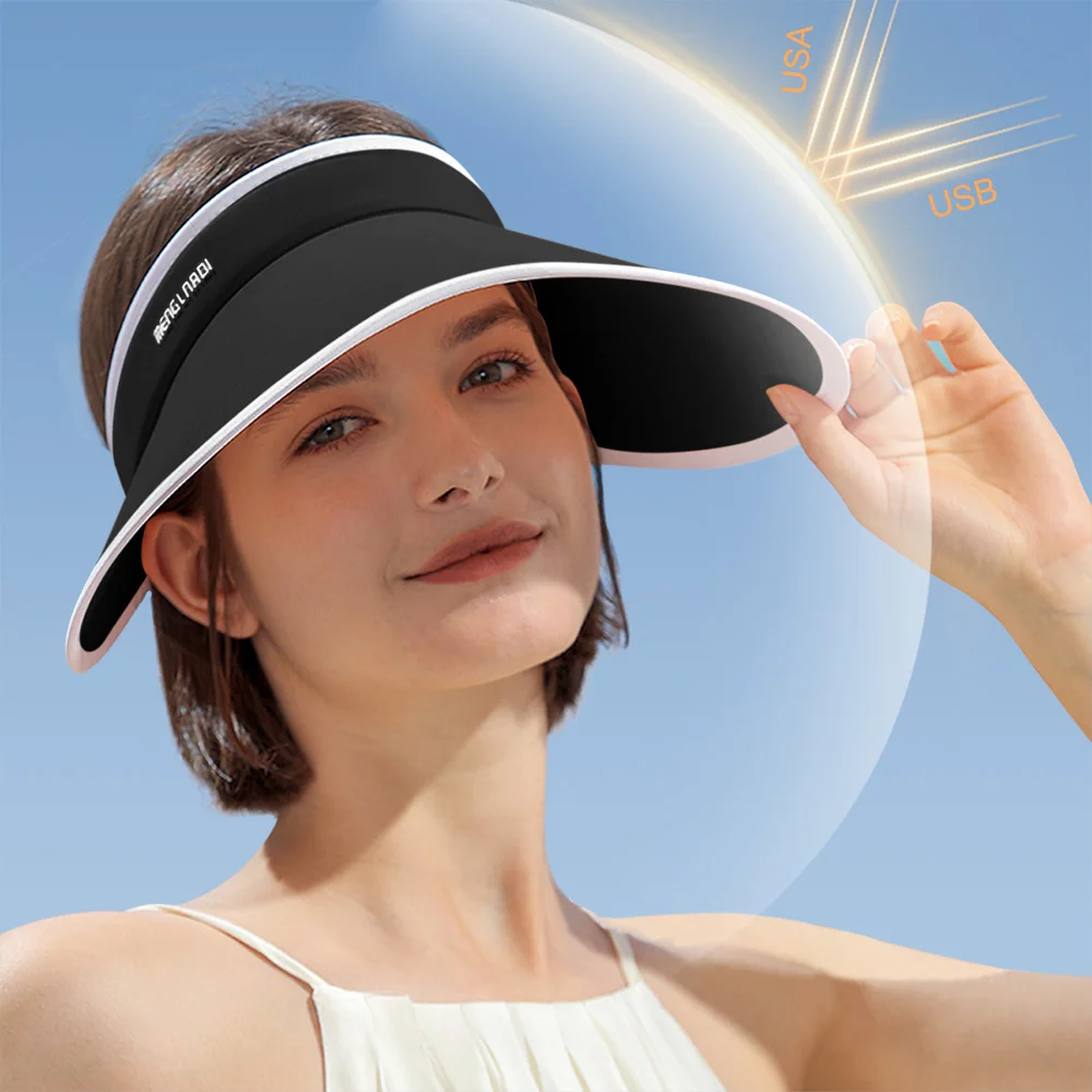 Women Sun Hats UV Protection Empty Top Hat Outdoor Sport Baseball Cap Breathable Adjustable Beach Golf Running Summer Visor Caps