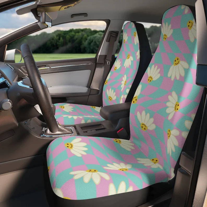 

Trippy Pink Daisy Car Seat Covers | Custom