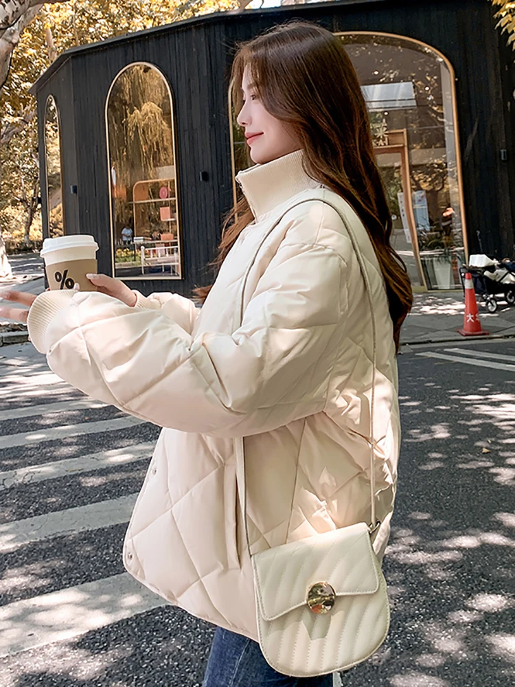 Women White Duck Down Coat 2023 Winter New Fashion Female Scarf OverSize Jackets Round Neck Loose Thicken Parkas Warm Outwear