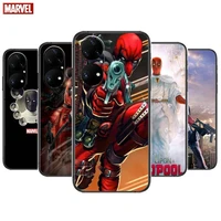 marvel deadpool heroes phone case for huawei p50 p40 p30 p20 10 9 8 lite e pro plus black etui coque painting hoesjes comic fas