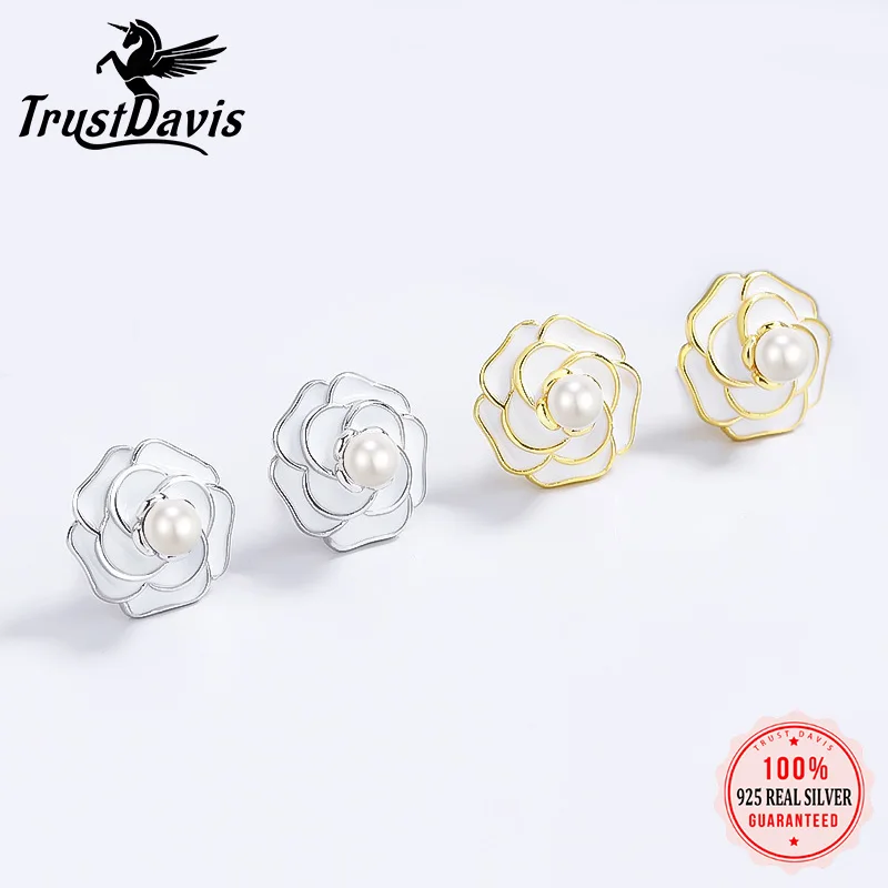 

TrustDavis настоящие модные серьги-гвоздики из серебра 925 пробы для женщин юбилей ювелирные изделия DS3490