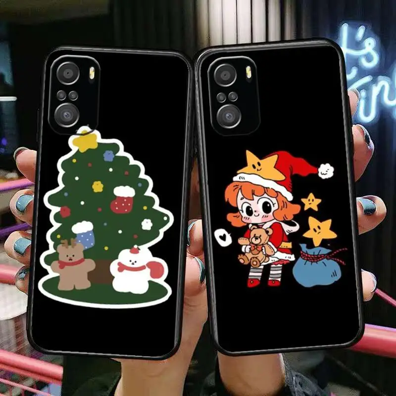 

Christmas New Year Gifts Elk Snow Phone Case For xiaomi redmi 11 Lite pro Ultra 10 9 8 MIX 4 FOLD 10T Black Cover Silicone Back