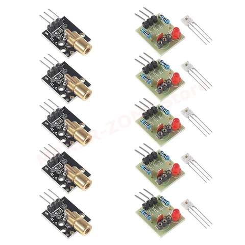 5 комплектов, модуль лазерного датчика без модулятора, модуль лазерного приемника, нм, Комплект модуля лазерного передатчика