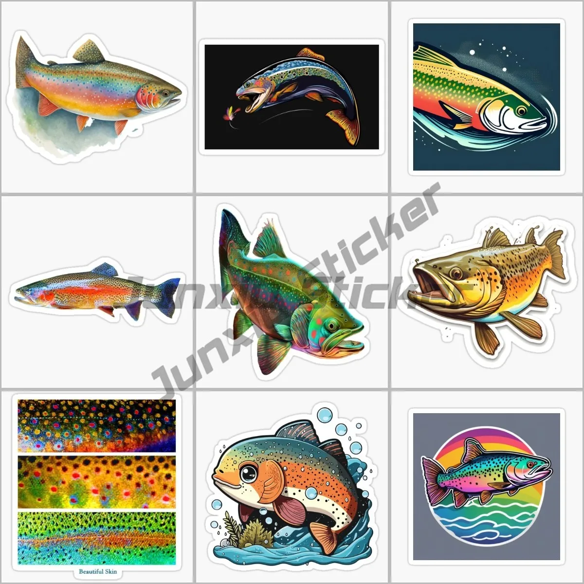 Креативные разноцветные автомобильные наклейки с форелью и рыбой устойчивые к