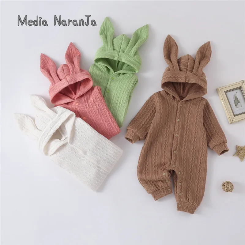 

Baby one-piece clothes Autumn bunny winter loose hoodeed boys girls baby romper rabbit vintage thick jumpsuit
