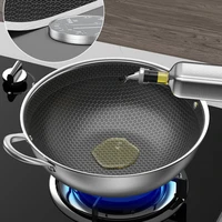 stainless steel wok durable nonstick frying pan traditional chinese cooking pot thick bottom sartenes pfanne utensils kitchen