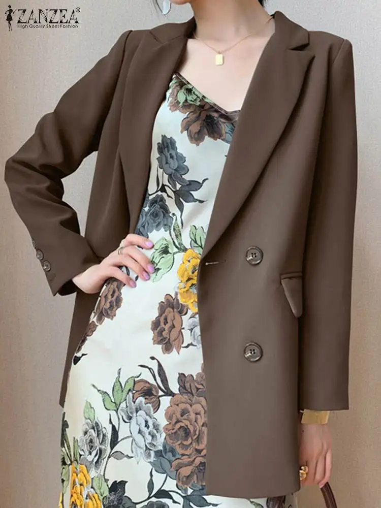 ZANZEA Long Sleeve Lapel Collar Blazer Buttons Fake Pockets Casual Elegant Suit Coats Women 2023 Fashion Office Lady Outerwear