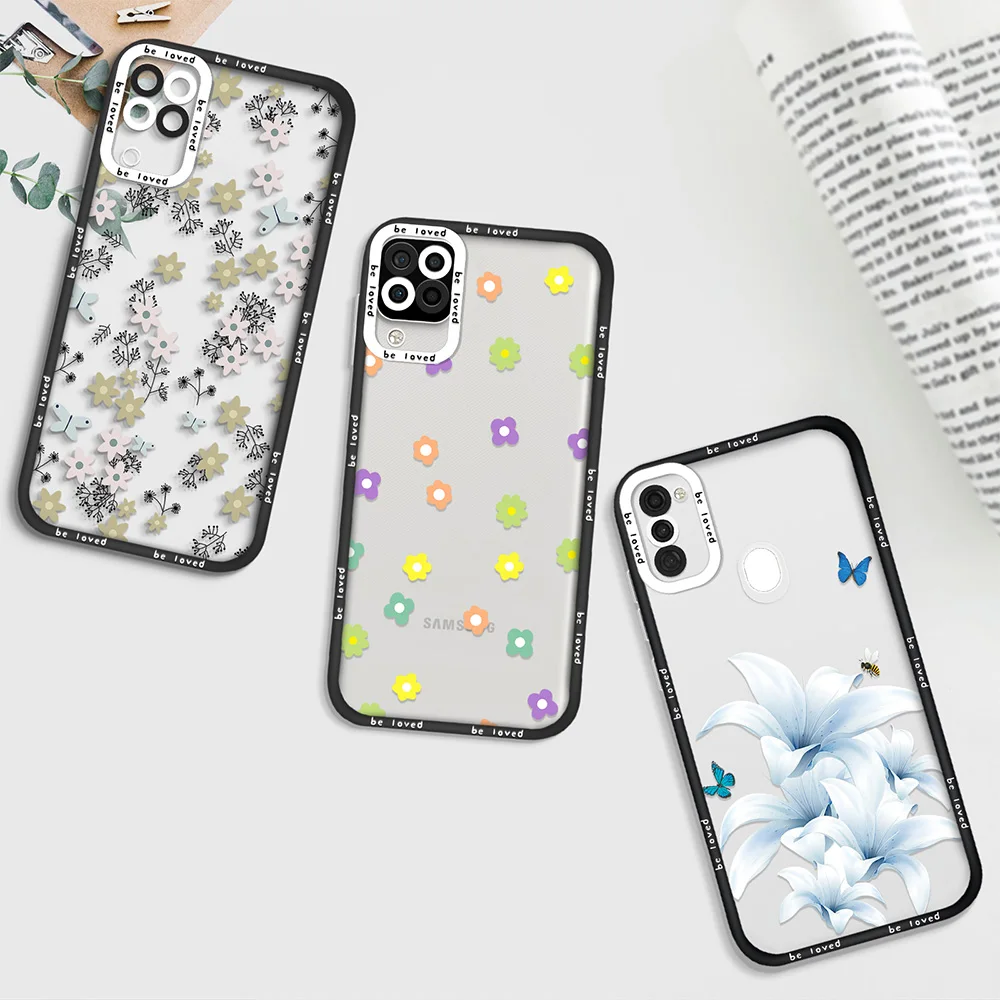 

Colorful Flowers Transparent Phone Case for Samsung A11 A12 A71 A21S A32 4G A52 A52S A53 5G A72 S22 Plus S22Ultra Soft TPU Cover