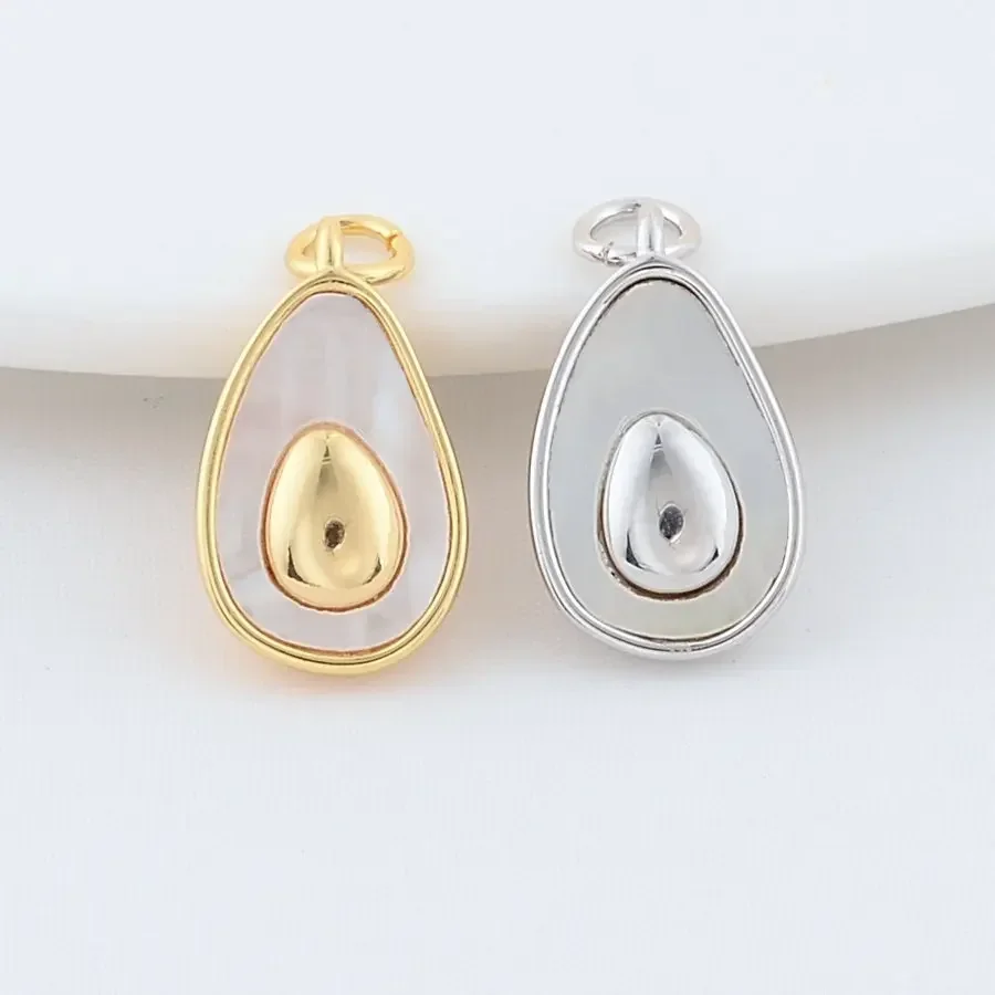 Латунные подвески в виде ракушек для ожерелья и сережек 2 шт. 11 х18 мм 14 к