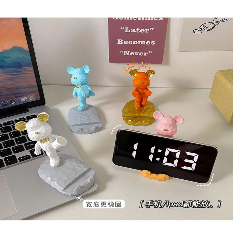 

Kawaii Home Accessories Bear Sculpture Mobile Phone Stand Room Cute Bear Desk Accessorie Creative Tiger Mobile Phone Accessories