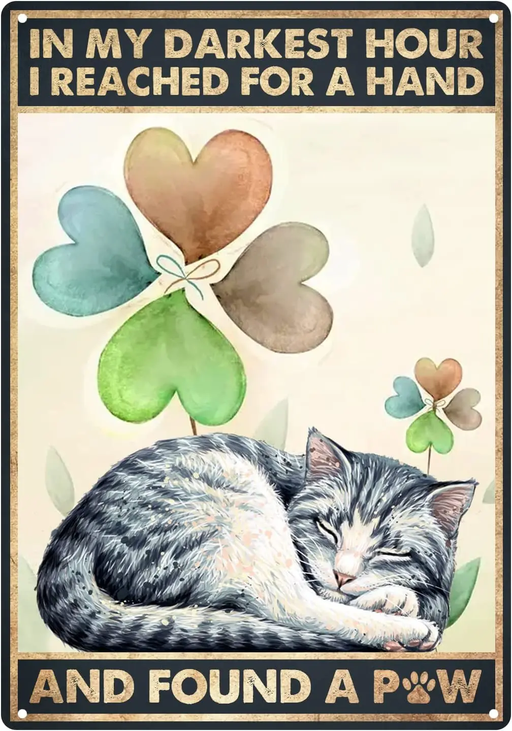 

HUIXIA в моем темноте за руку и нашла знак лапы, винтажный металлический жестяной знак, декор для стен в стиле ретро, Оловянная табличка с кошкой